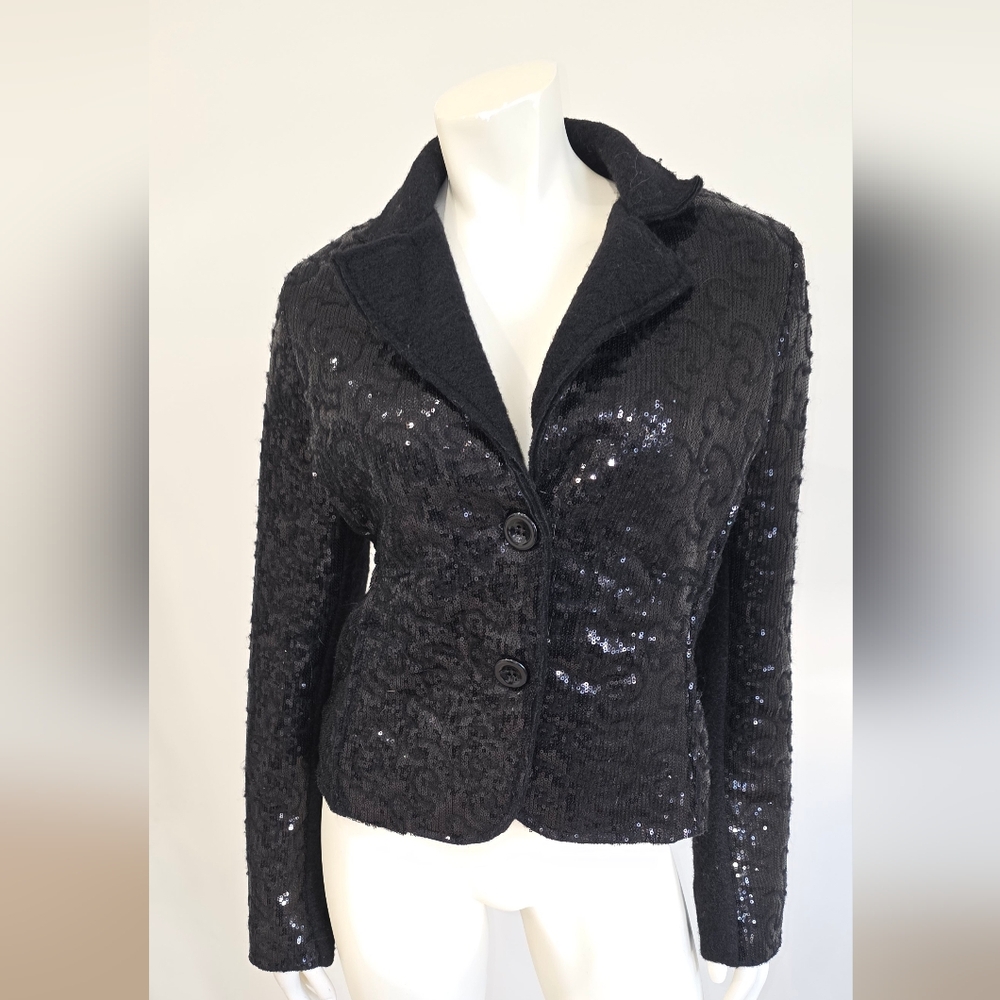 NWOT Rinascimento Black sequin wool blazer Jacket S